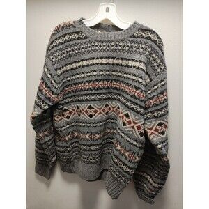 Woolrich Men's Sz M Vintage Wool Crew Neck Sweater Nordic Fair Isle Multicolor